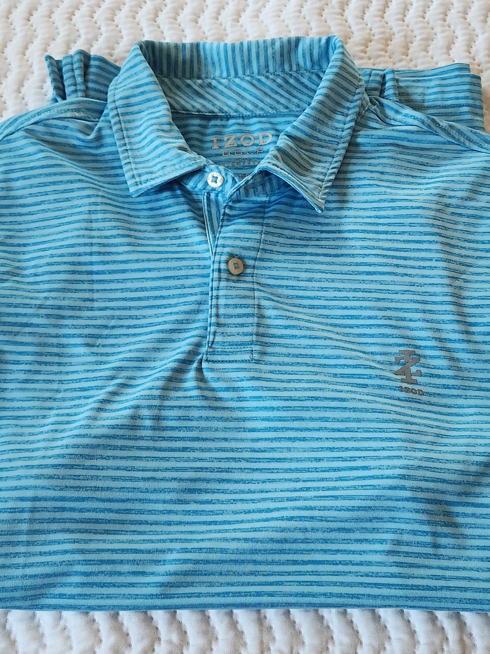 Izod Golf Men’s Blue Striped Polo Shirt Size L
